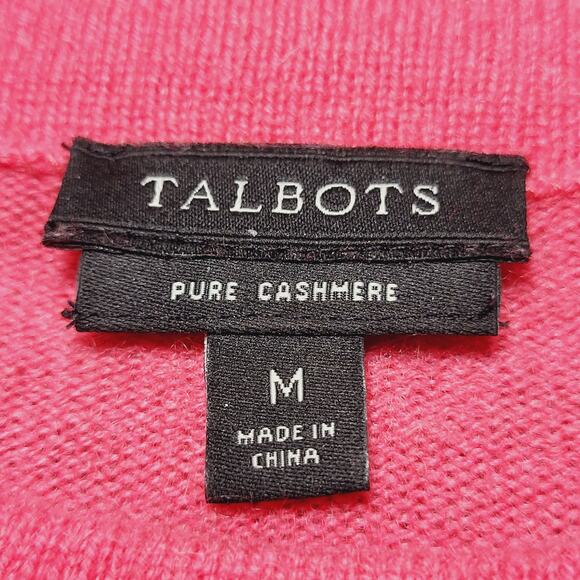 Talbots Pure Cashmere 3/4 Sleeve Solid Pink Sweater Minimalist Size Medium EUC - Picture 6 of 6